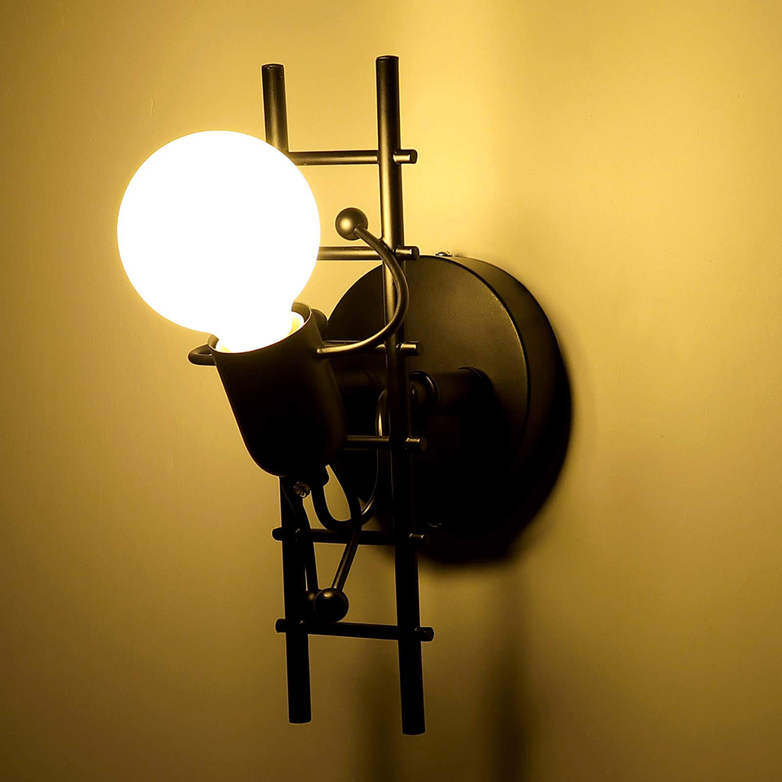 KAWELL Humanoid Creativo Lampada da Parete Interno Applique da Parete | Moderna Lampada a Muro Applique Candelabro, Max 60W E27, per Camera da Letto Soggiorno Camera per Bambini Corridoio Scala
