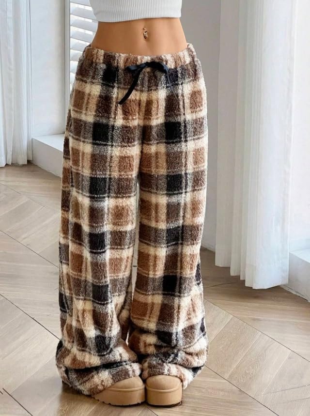 Image of Leopard Pants Women Therian Fuzzy Pajama Pants Y2k Cheetah Pants Grunge High Waisted Fluffy Pants