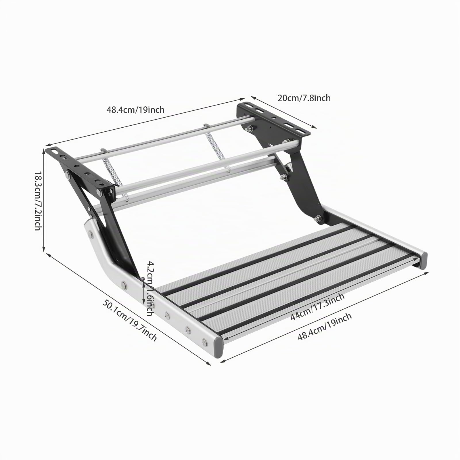 Gradino esterno per camper in alluminio con illuminazione a LED, pieghevole manualmente, antiscivolo, resistente alle intemperie, gradino singolo, facile da montare, accessorio per roulotte, camper