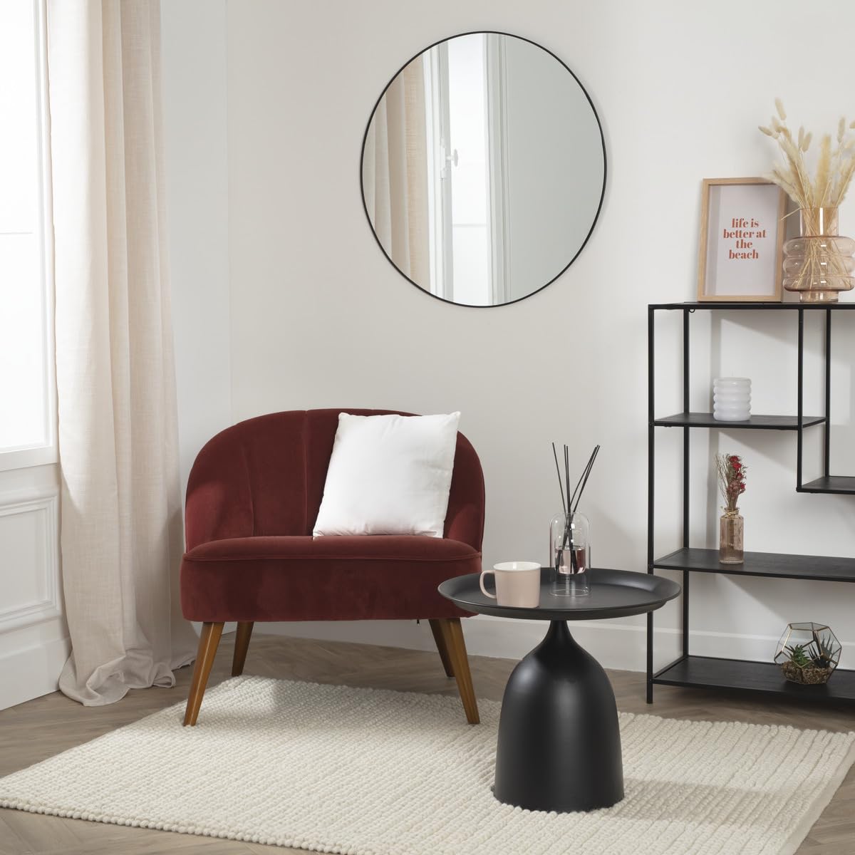 Atmosphera - Fauteuil Naova - Rose Terracotta - Velours