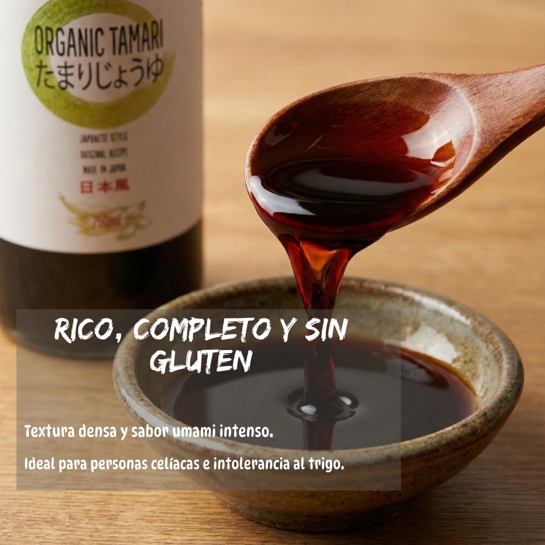 Umami Salsa de Soja Tamari Ecológica 750ml Sin Gluten Fermentación Artesanal Kioke Japón