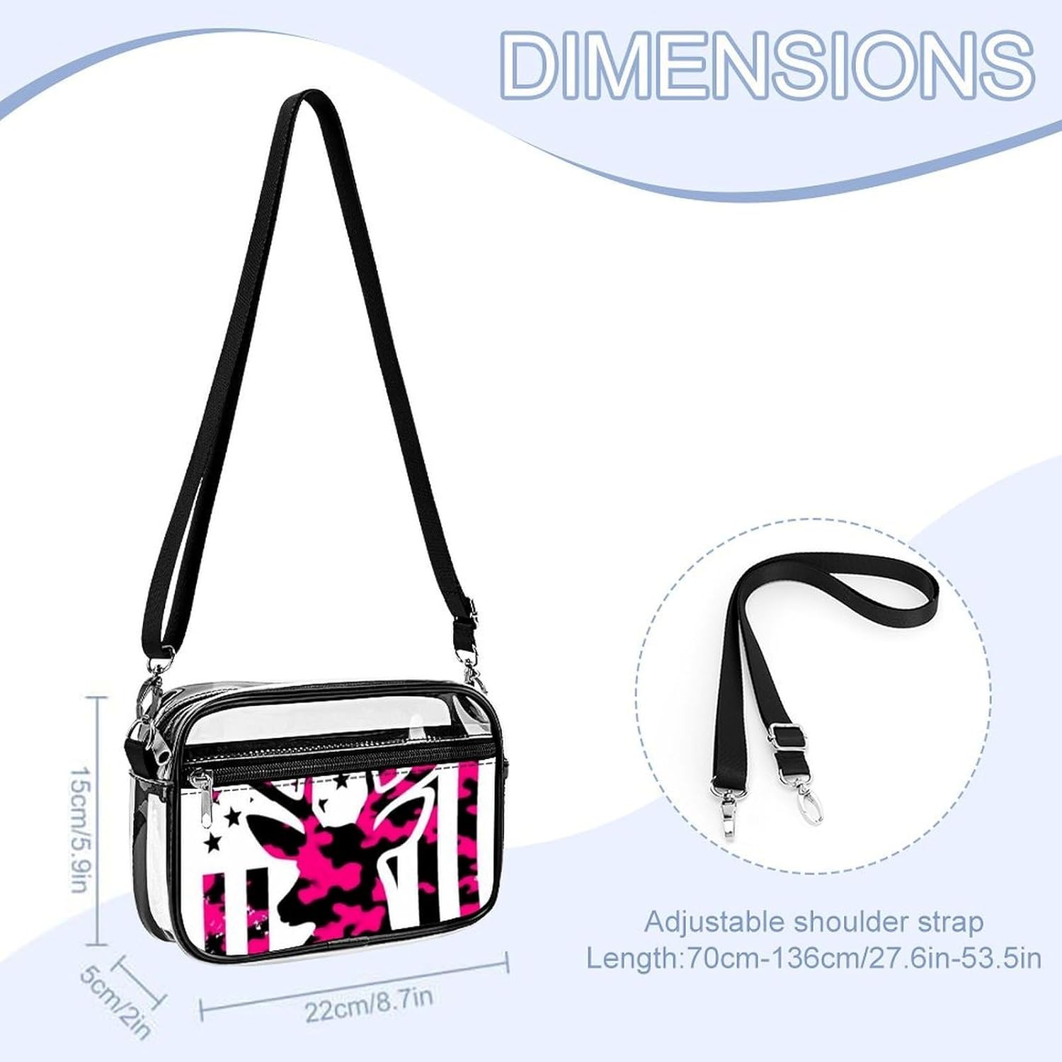 Men's Transparent Crossbody Bag Fashion Shoulder Bag With Adjustable Strap - Image 2
