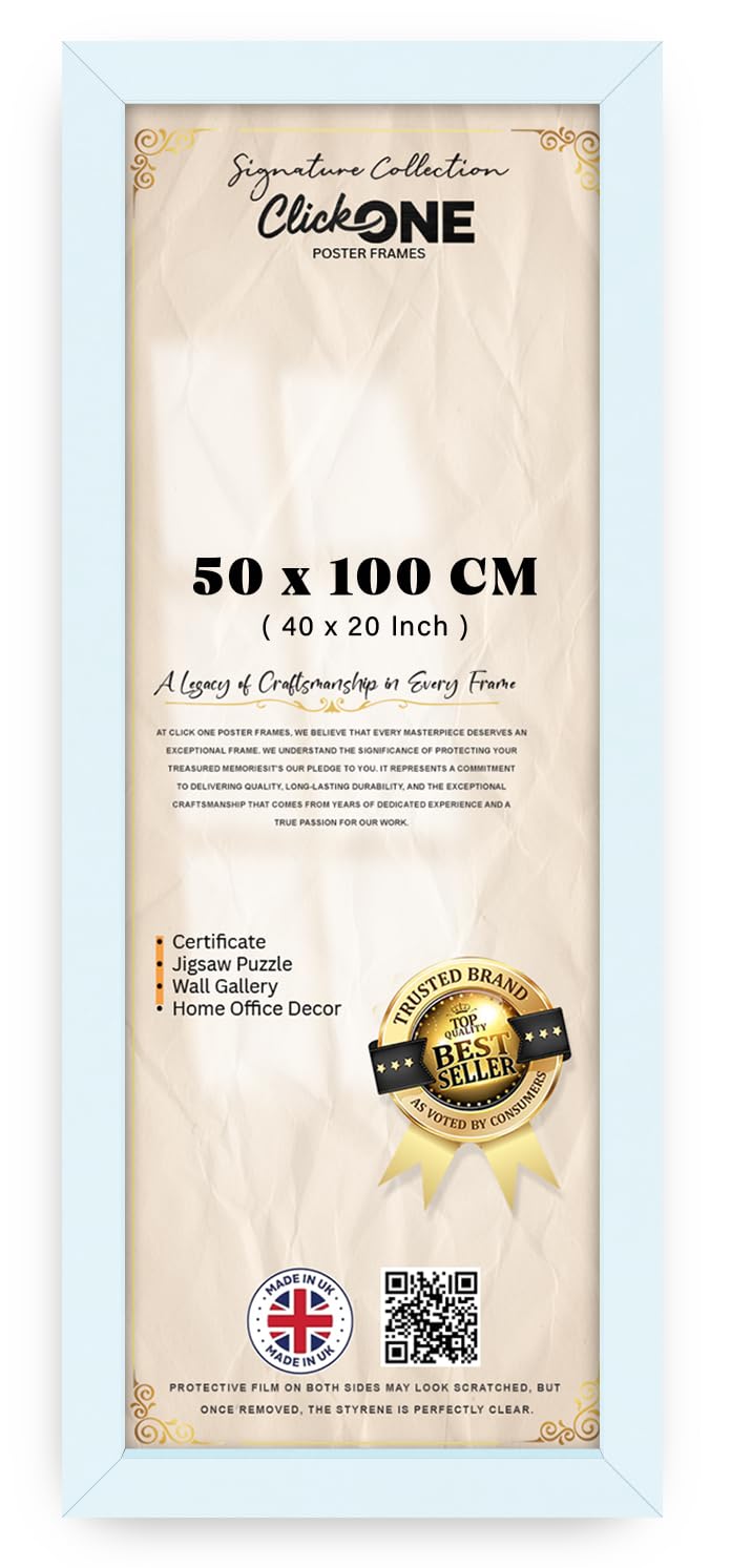 Click One — Gorgeous Flat Panoramic Engineered Wood Wall Hanging (40 X 20 Inch) | Poster Frame With Backboard Styrene Included — White Display For Home Office Wall Art And Certificate