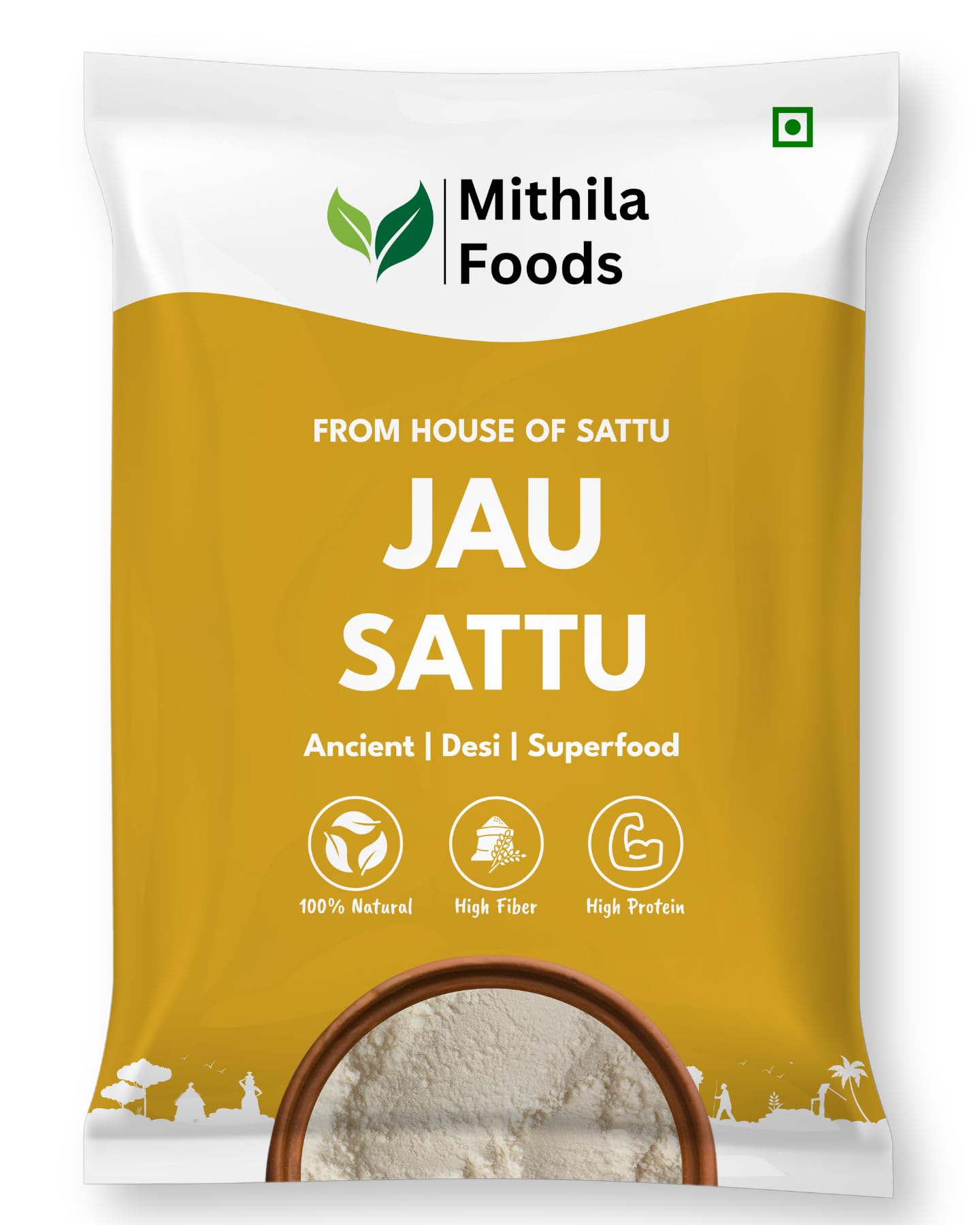 MITHILA FOODS 1 Kg Jau Sattu | High-Fiber Barley Sattu | Protein-Rich Energy Drink | Low GI Superfood | Roasted & Pure | Natural & Wholesome | Authentic Traditional Cultural Flavor from Bihar