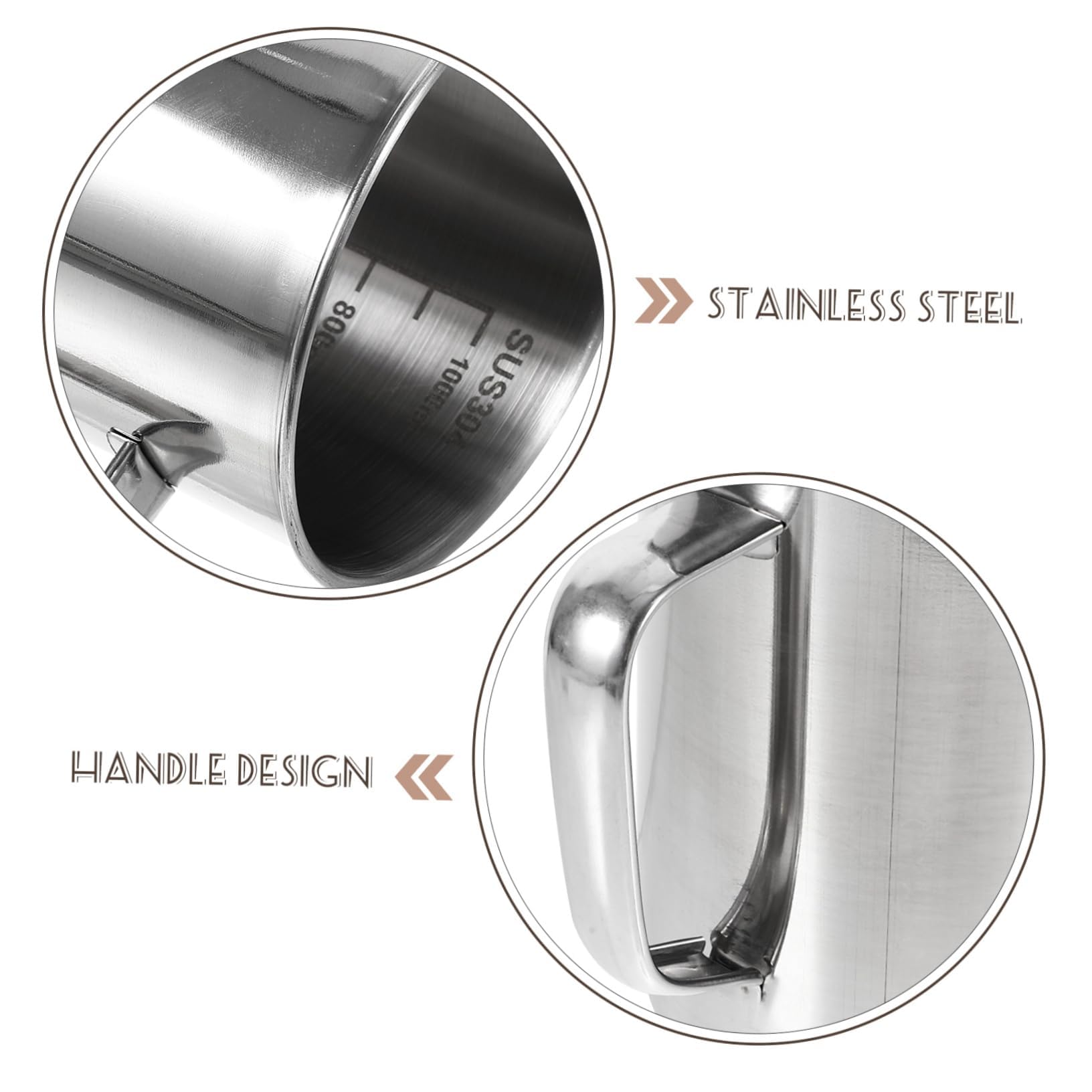 CIYODO Beakers for Lab Home 1000ml Scale Measuring Cup Sturdy Stainless Steel Graduations