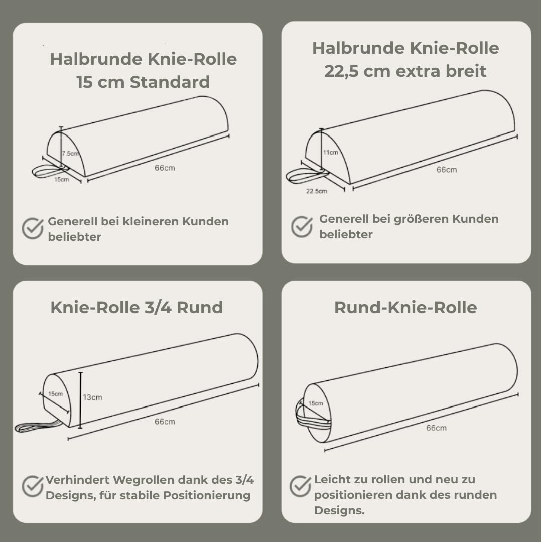 Knierolle mit Bezug für Massageliege – Rolkissen für Massage & Wellness – Schwarz, Rund