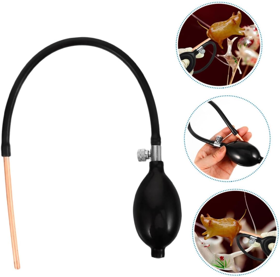 3pcs Sugar Blower Pump for Sugar Blowing Tools Copper Tube for Work and Baking for Home Bakeries and Candy Shops