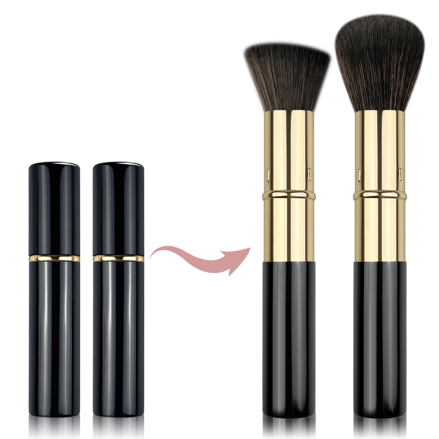 Brochas de maquillaje en polvo Kabuki para rubor facial, 2 unidades, para crema mineral BB