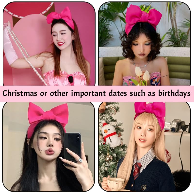 Pink Twist Knot Headband with Bow for Women - Wide Hair Band for Thick and Fine Hair - Halloween Costume Accessory - Image 4