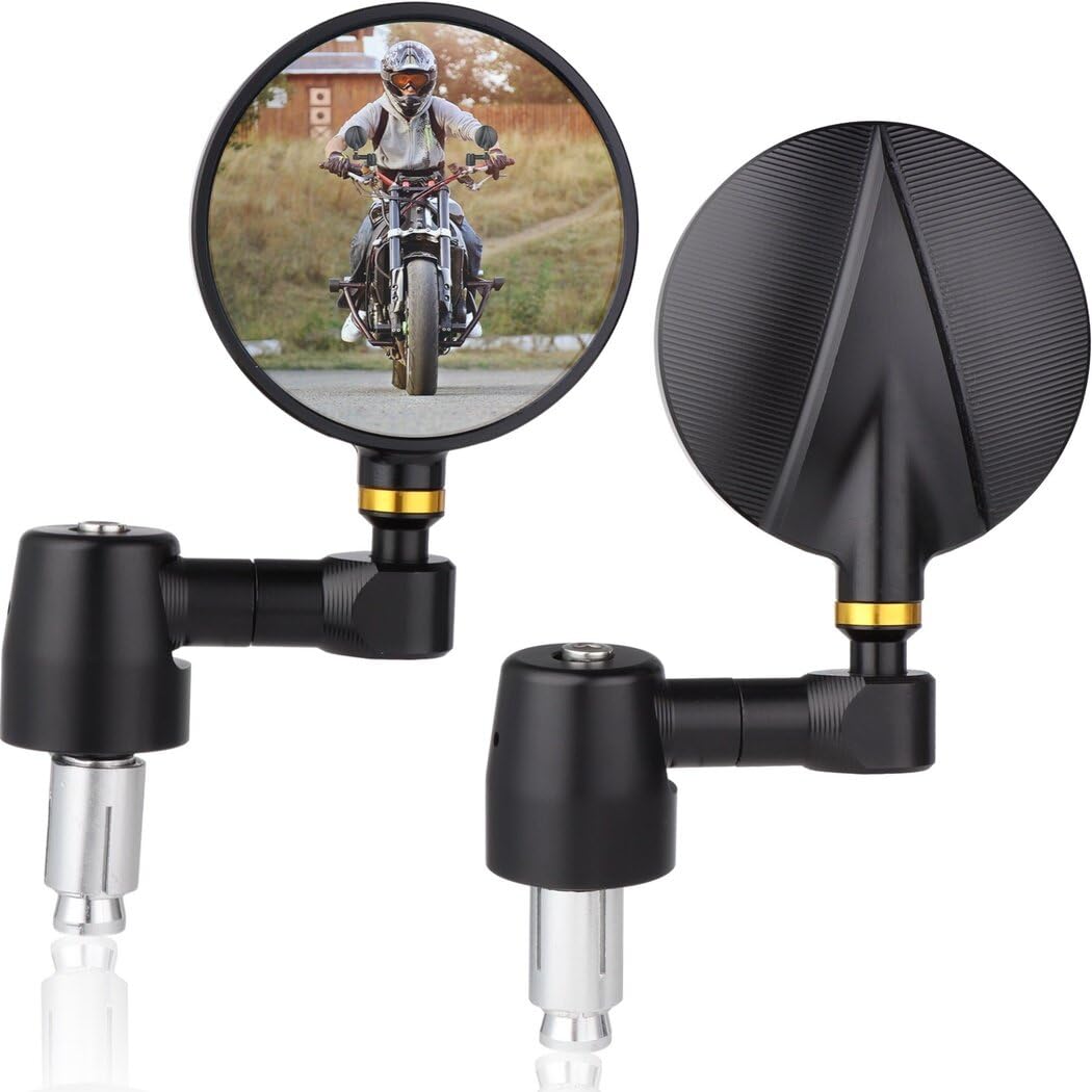 Photo 1 of yeesport Motorcycle Mirrors, Handlebar Motorcycle Rear View Mirrors with 7/8" Mount Clamp, Bar End Rear View Mirrors for Honda Suzuki ATV E Bike Scooters, All-angle Rotatable