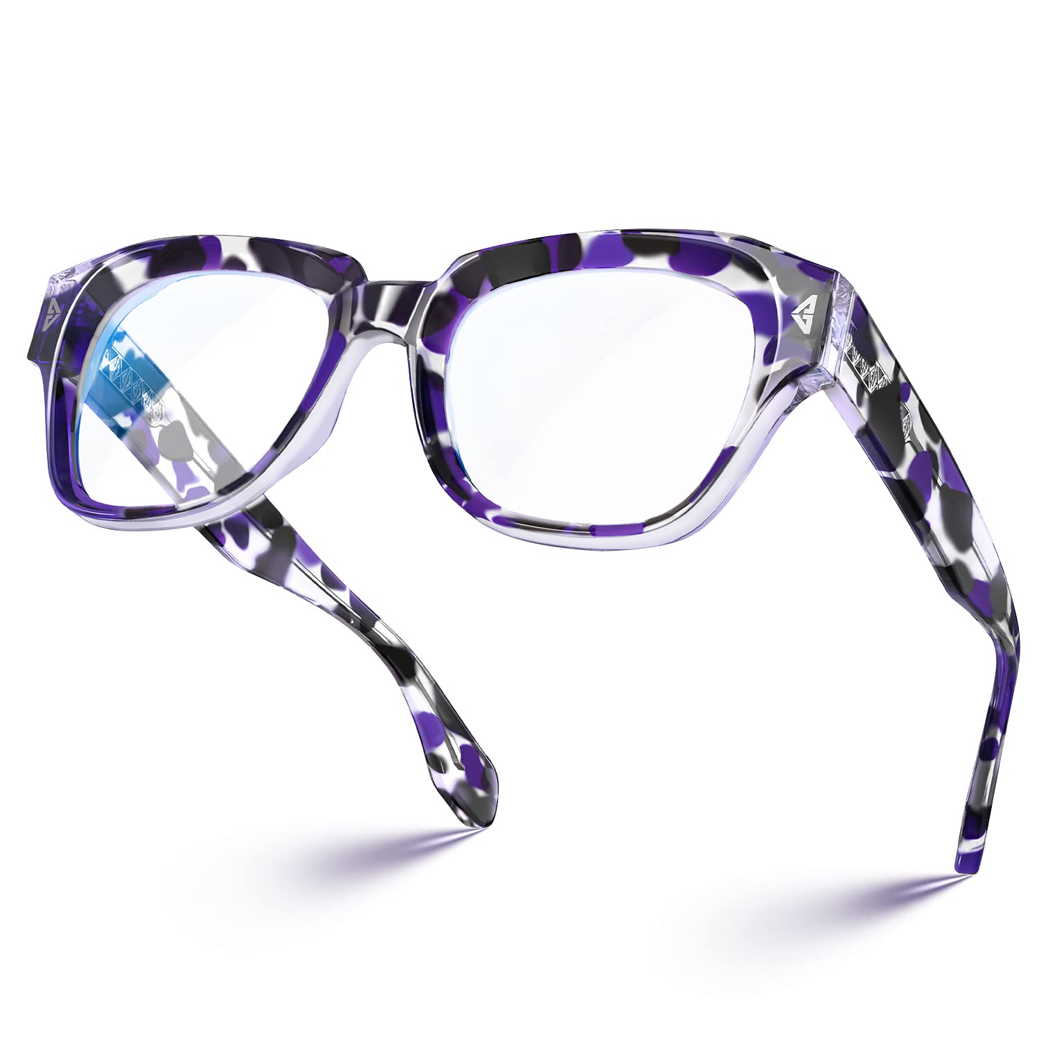 VISOONEAcetate Blue Light Blocking Glasses Square with Anti Computer Glare for Gaming Women and Men GROUSE