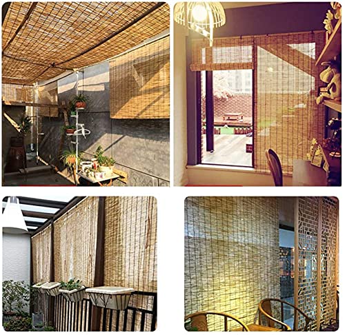 Dbxokk Hand-Woven Natural Reed Curtains,Bamboo Roller Blinds With Lifter,Partition Blind Sun Shade,Light Filtering 70% Vertical Lift Decoration,For Patio/Gallery/Balcon(Size: 95X240Cm/38X96In) #TOP4