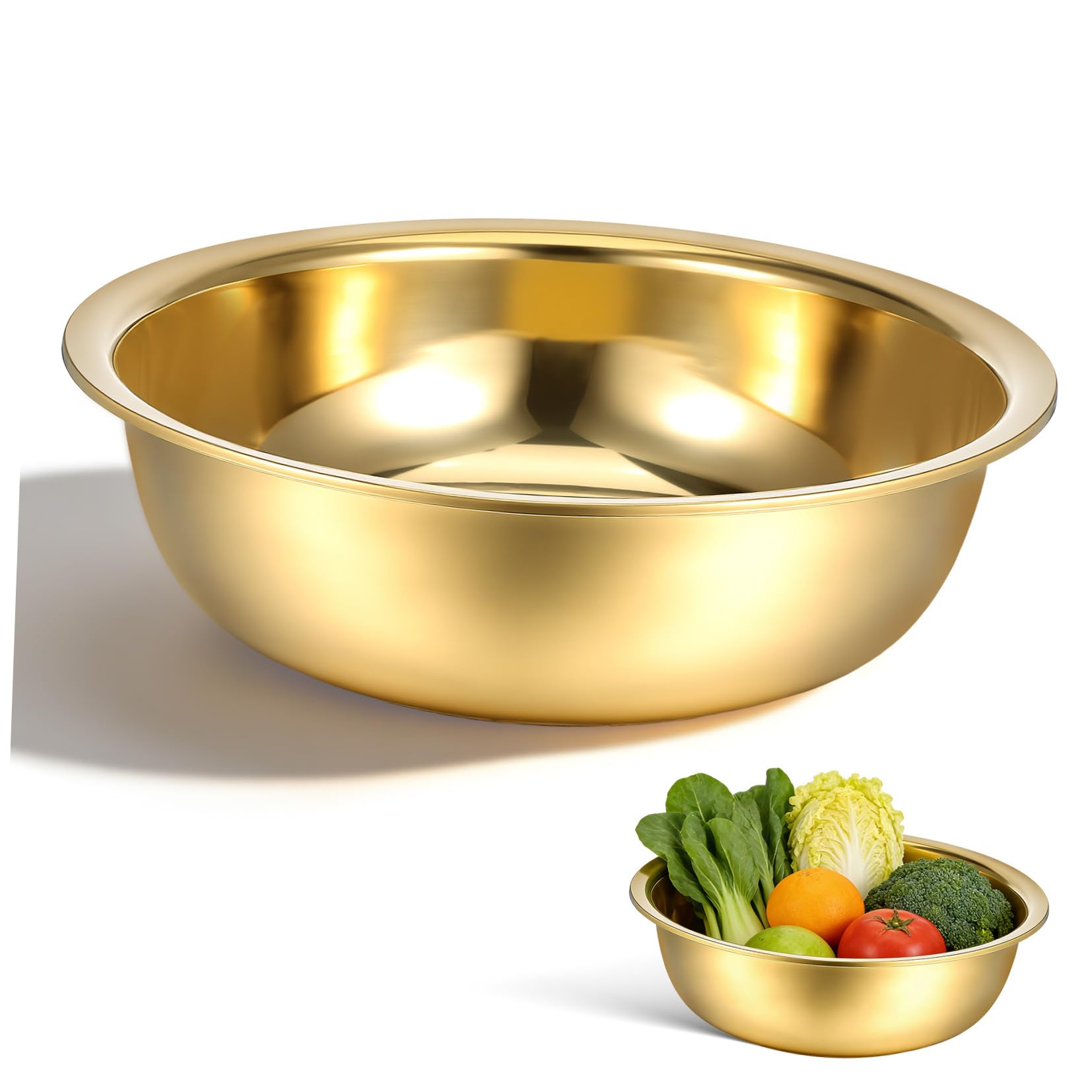 COLLBATH Bassine Inox Ronde 15 Pouces Cuisine et Lavage des Légumes