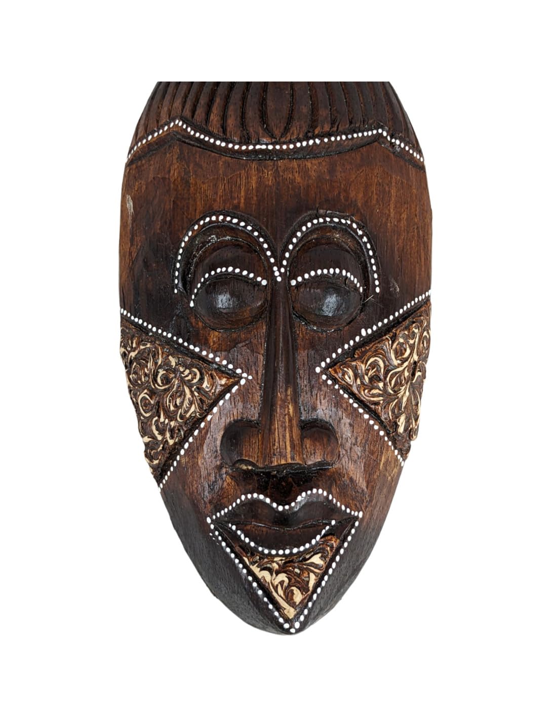 Masque Africain En Bois Coco Papaya - 30 Cm, Fabrication Artisanale, Commerce équitable, Décoration Ethnique