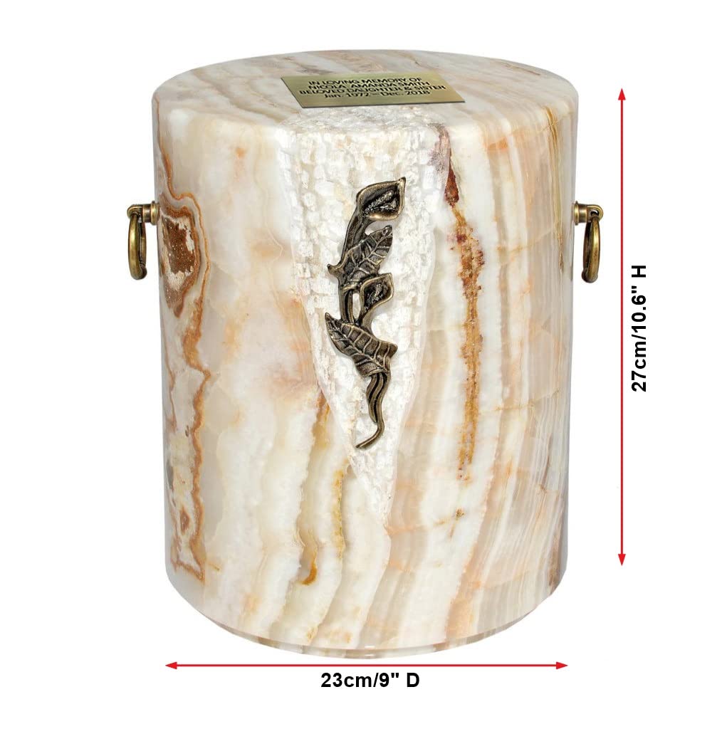 Stone Onyx Cremation Casket Funeral Ashes urn Unique Human Memorial Urn Cremain (Calla Lily)