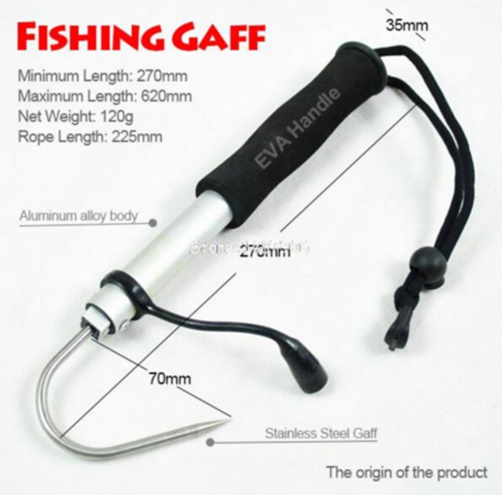Kayak Gaff 600mm Fly Fishing Aluminium Alloy Telescopic Fishing Clip EVA Handle for