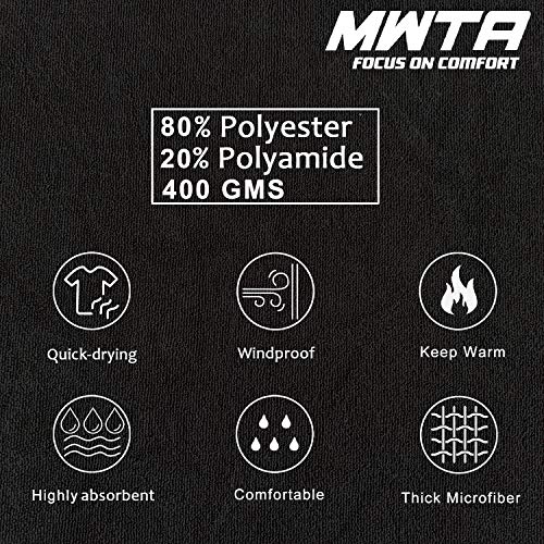MWTA Surf Poncho Wechselmantel mit Kapuze Dicker Mikrofaser Wetsuit Wickeltuch mit Innentasche für Outdoor Sport Herren und Damen Schwarz