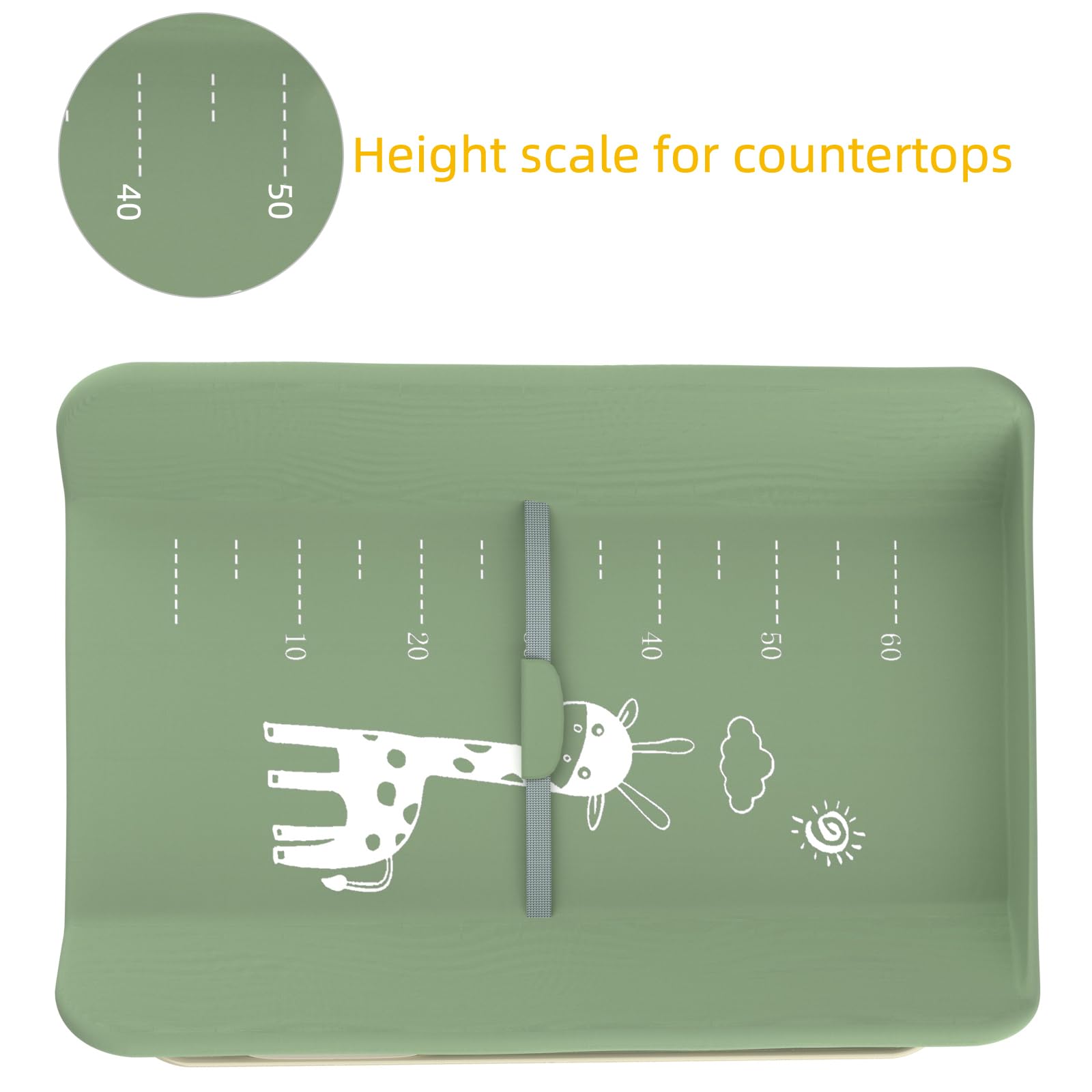 homewell Cambiador de bebé plegable, cambiador portátil, con ruedas, altura ajustable en 5 niveles, con cinturón de seguridad, compartimentos y lavabo, color verde