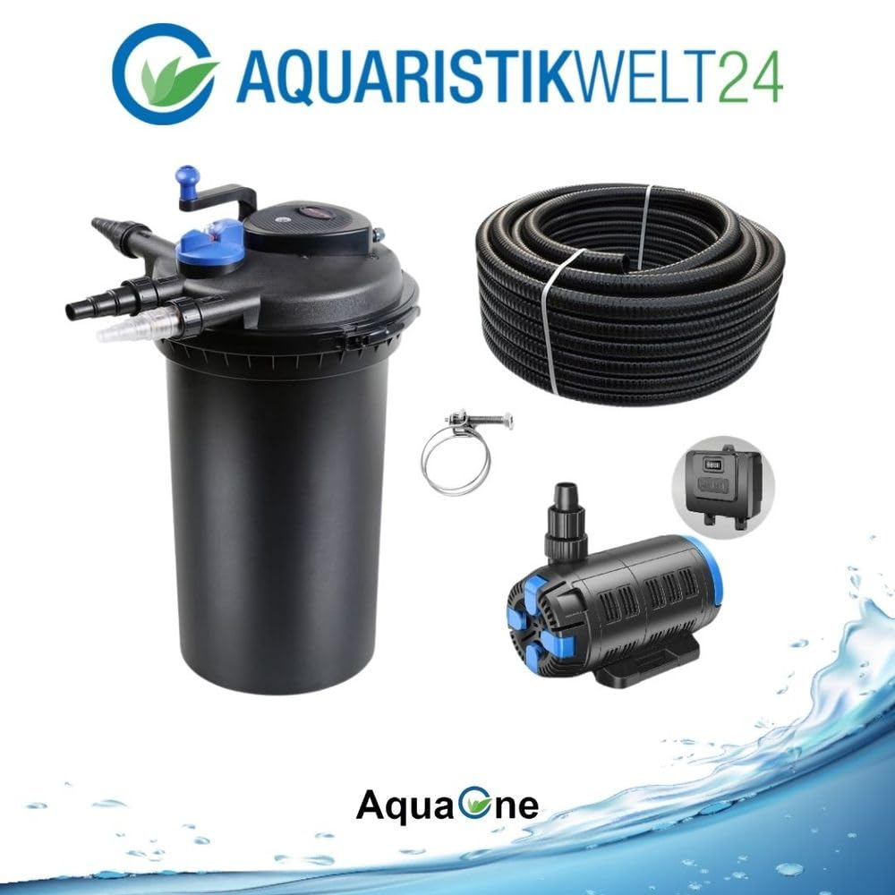 AquaOne Teich Filteranlage Set Nr.31 CPF 15000 Druckfilter regelbare 18-80W Eco Teichpumpe Teichgröße bis 30000l Teichschlauch