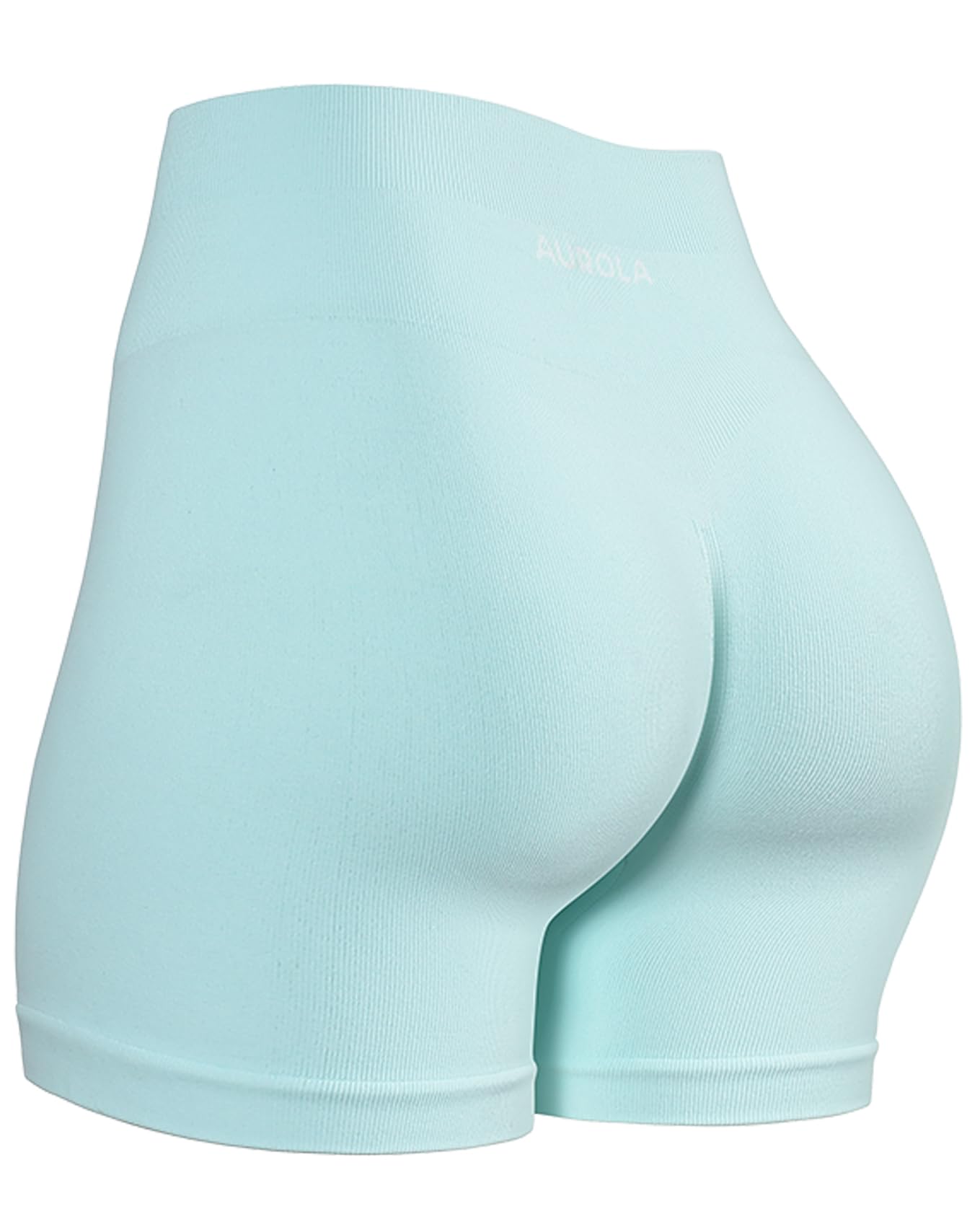 AUROLA Power Workout Shorts for Women Tummy Control Squat Proof Ribbed Thick Seamless Scrunch Active Short Power Small Blue Light