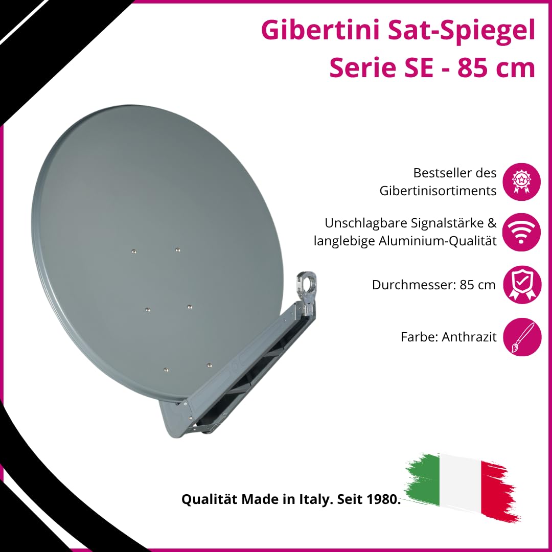 Spiegel SE Profi-Serie 85 cm anthrazit | Aluminium-Satspiegel | Alu Satellitenschüssel | wetterfeste & extrem stabile Antenne