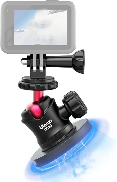 ULANZI Magnetic Camera Mount for Action Camera, Strong Magnetic Mount with 360° Rotation Ball Head and Built-in 6 Magnets, Compatible with Gopro Hero 13/12/11/10, DJI Osmo Action Osmo Nano, Insta360