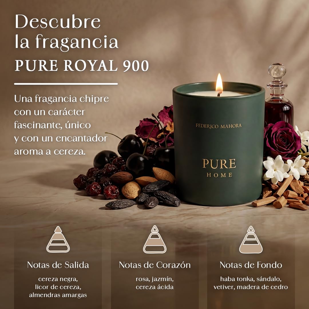 Pure 900 Duftkerze 150g | Kirsche, Mandel & Sandelholz | Chypre Home Duftkerze | Home Ritual Collection