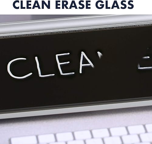 Vista 13 de Quartet GDP186B - Almohadilla de cristal para computadora de escritorio, 18 x 6 pulgadas, pizarra, superficie de borrado en seco, superficie negra