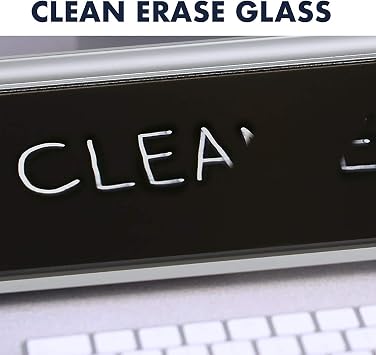 Quartet Glass Dry Erase White Board, Desktop Computer Pad for Notetaking, 18 x 6 Whiteboard, Clean Erase Surface with Storage, 1 Dry Erase Marker, Black Surface (GDP18B)
