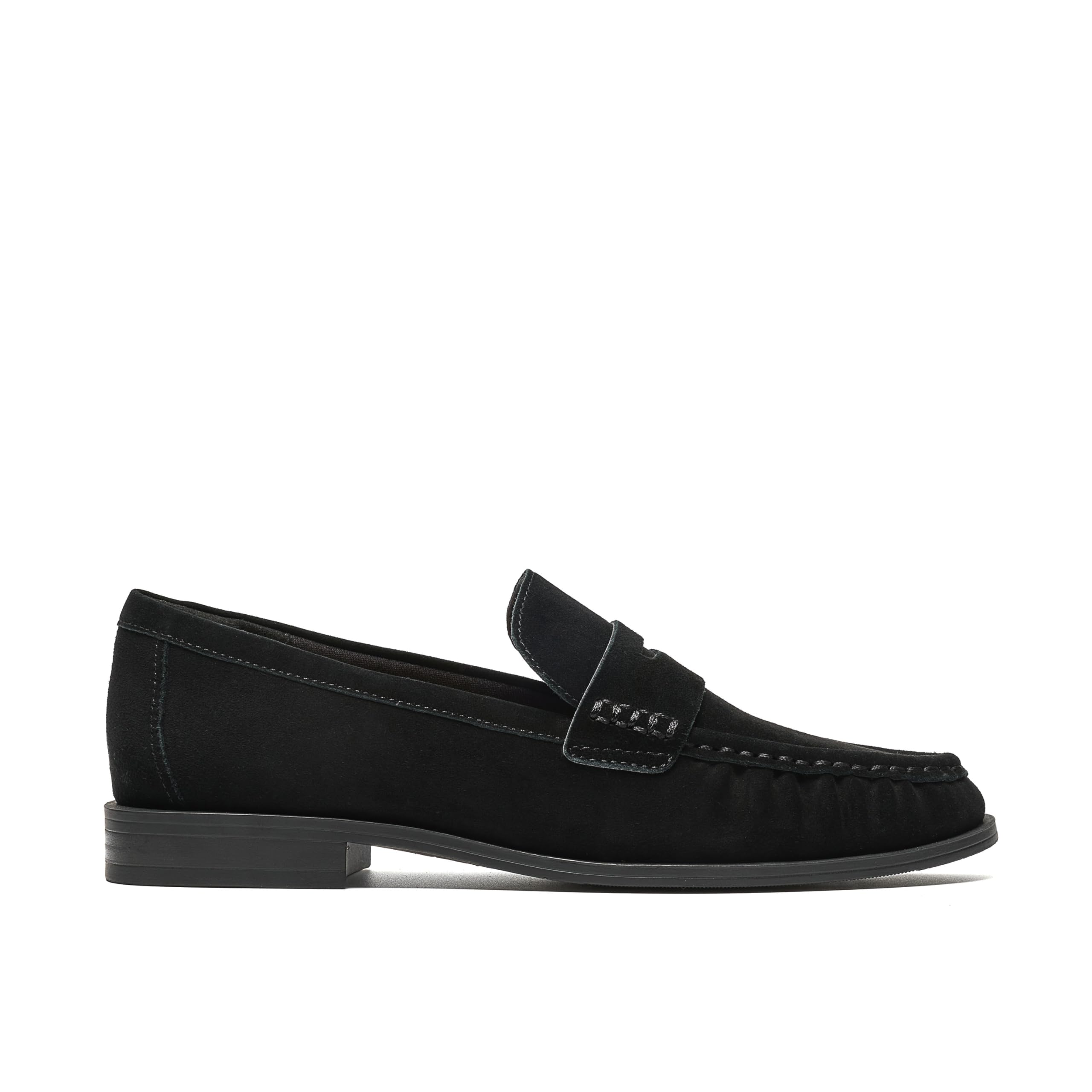 Clarks Women's Black Alixea Walk Suede Loafers, Slip Ons | Size: 8/Standard Fit