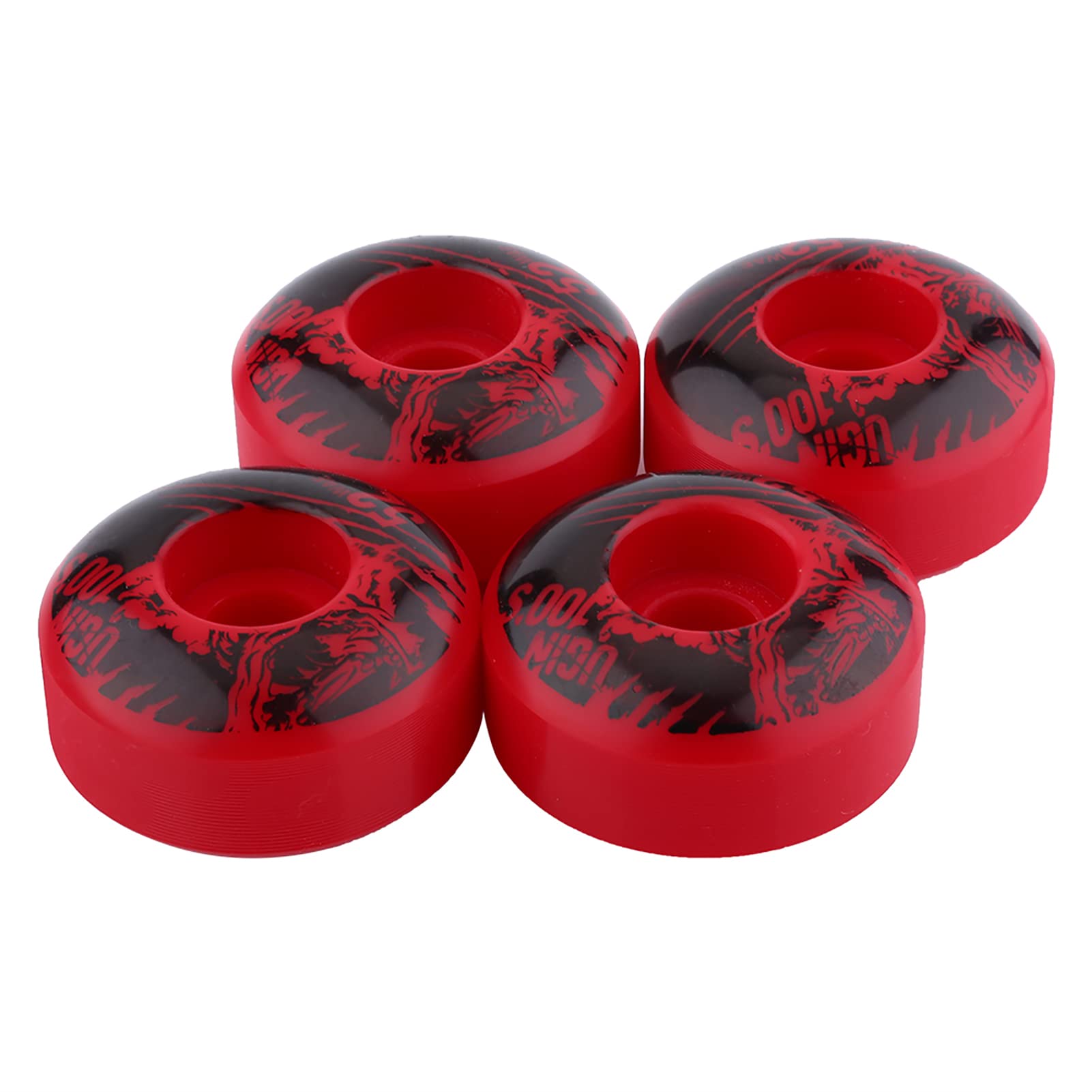lvifloae 52mm x 30mm 4 pcs/Set Outdoor Durable PU Longboard Skateboard Wheels for Basic Skateboarding Blue White Red Yellow Pink (Red)