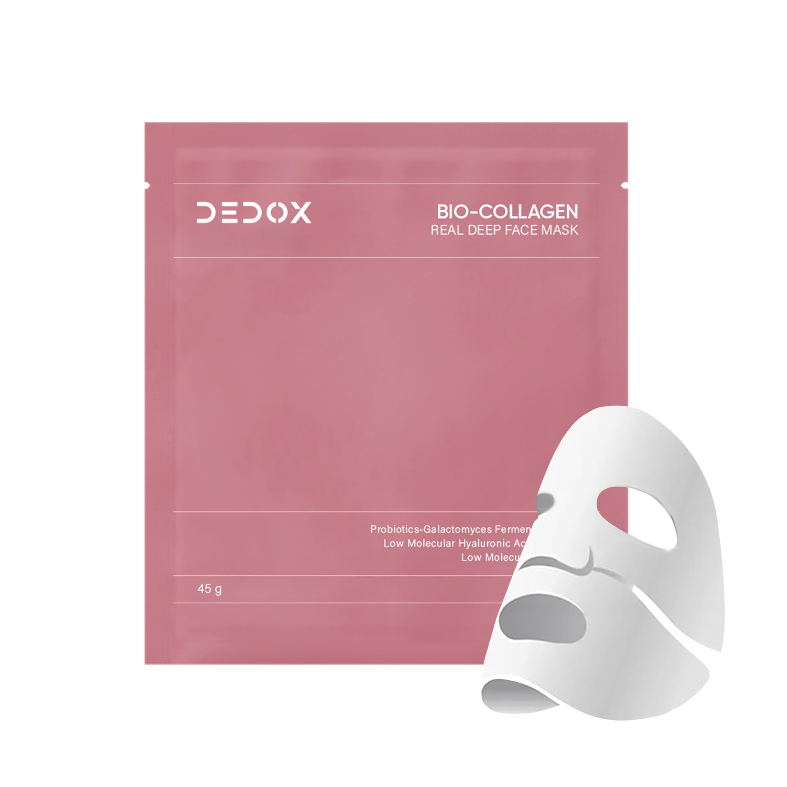 DEDOX Bio-Collagen Real Deep Mask - Collagen Face Mask, Hydrating Overnight, Pore Minimizing, Elasticity Improvement,Korean Glass Skin Hydrogel Mask for Deep Hydration 45g | Korean Skincare
