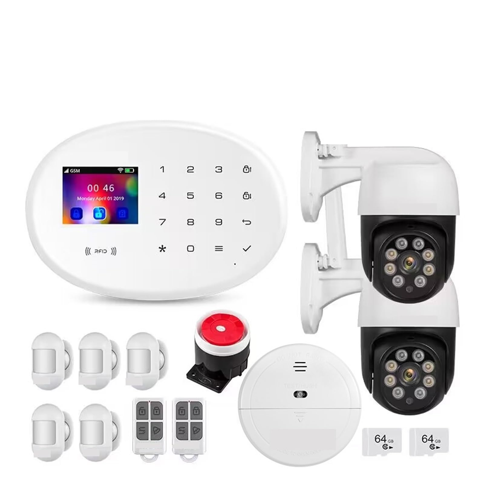 Alarm 4G GSM Tuya Inteligentny Bezprzewodowy System Alarmowy Obsługuje Włamywacz RFID Czujnik Ruchu Kamera IP do willi, magazynu(KIT 1)