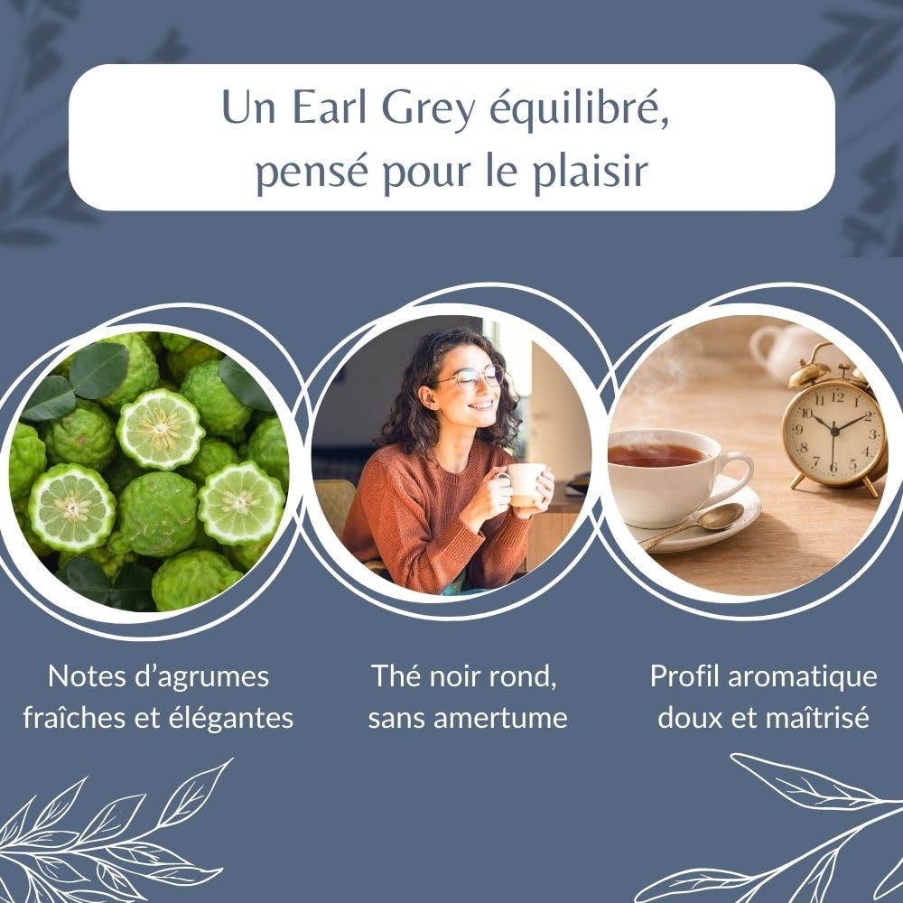 Thé Noir Earl Grey Bio - Thé Vegan en Vrac, 100% Naturel, Sans OGM - Agriculture Biologique - Conditionné en France - Sachet 1 kg (500 Tasses)