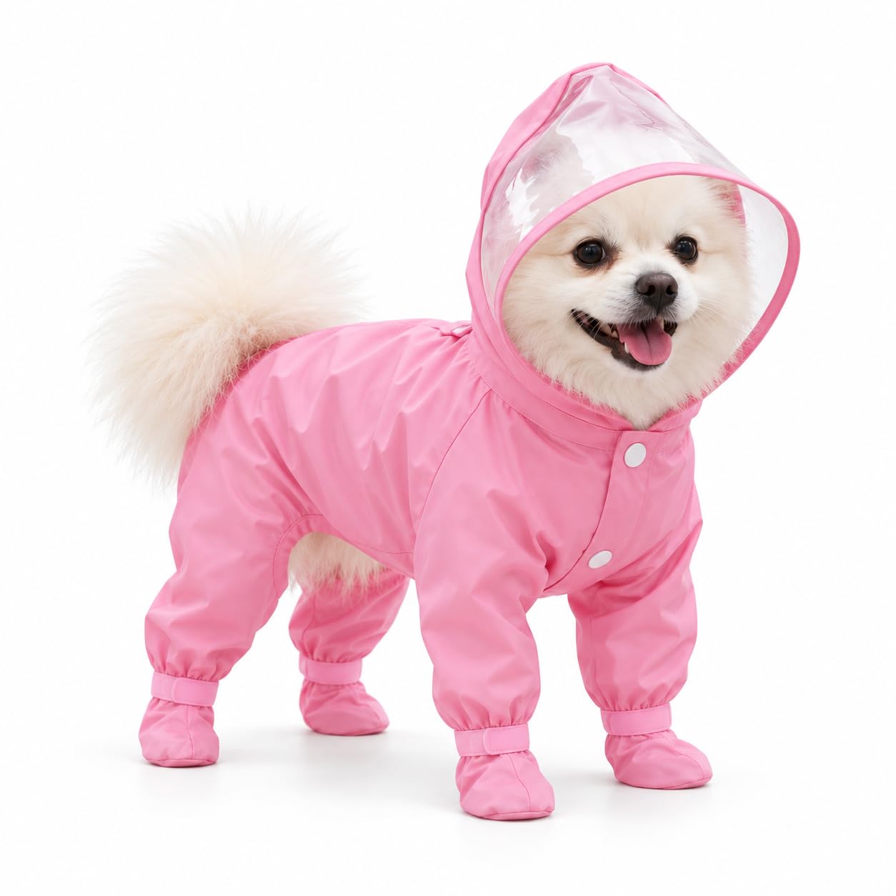 Rain Coat For Dogs Dog Raincoat Hooded Waterproof Rain Coat For Small Dogs Puppy, Cute Pet Raincoats With Legs & Reflective Strip & Harness Hole Pink