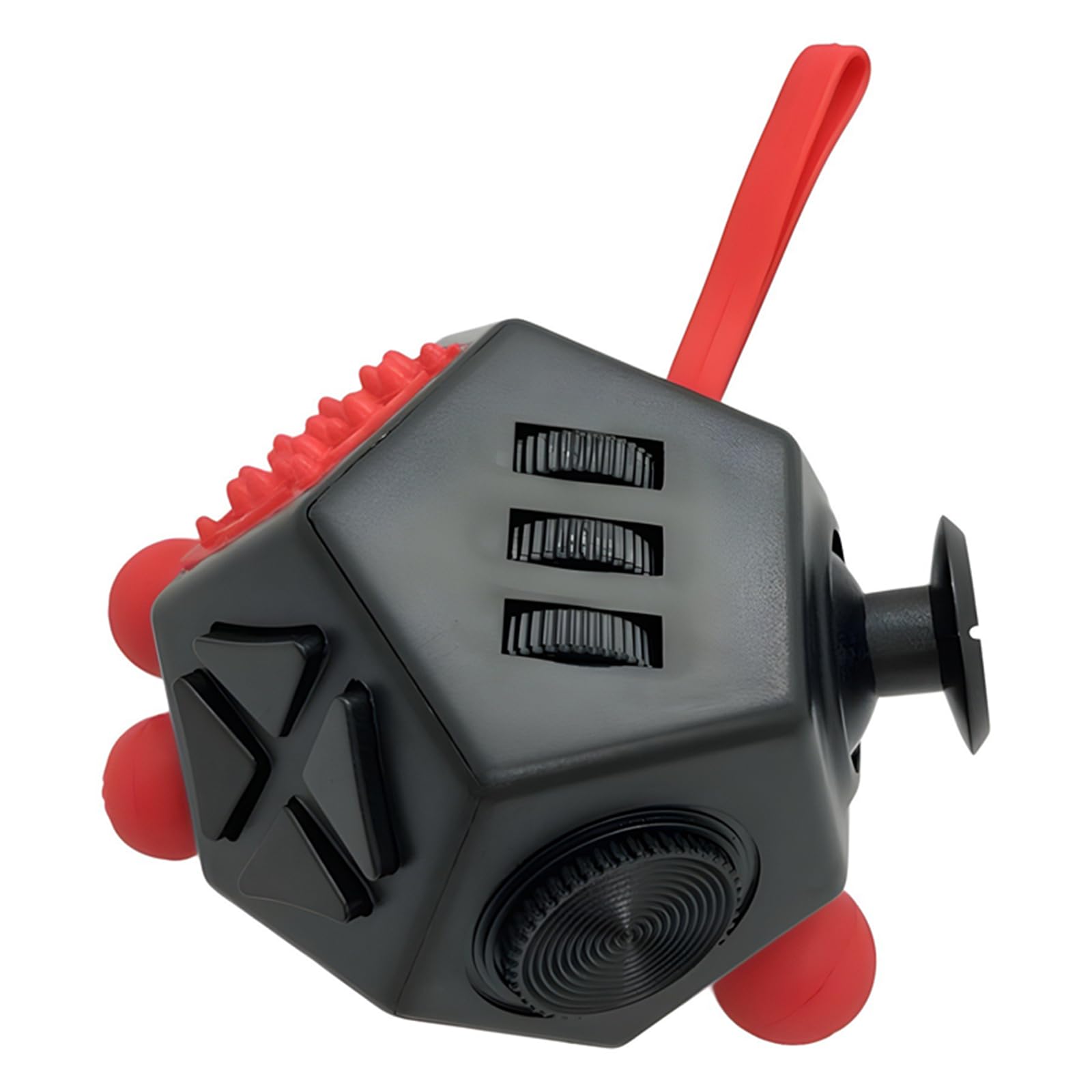 YUFENGBY Fidget Toys Cube 12-Sided Decompression Cube Relieve Stress Anti Anxious Depression with Autism for Children and Adults (Black Red-A4)