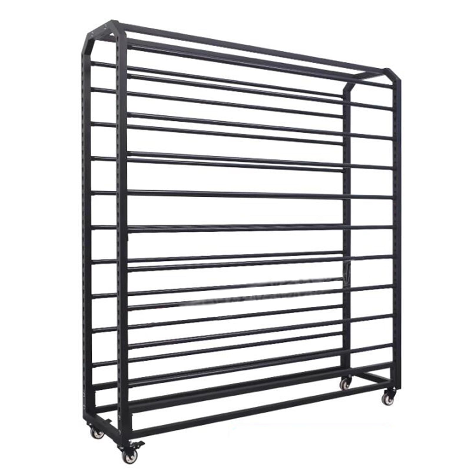 WDJBPSH Commercial Fabric Display Rack, Large Hanging Shelf for Vinyl Spool/Car Color Change Film/Tablecloth/Wrapper, with Adjustable Rod & Brakeable Wheels(175cm Wide,20 Rod)