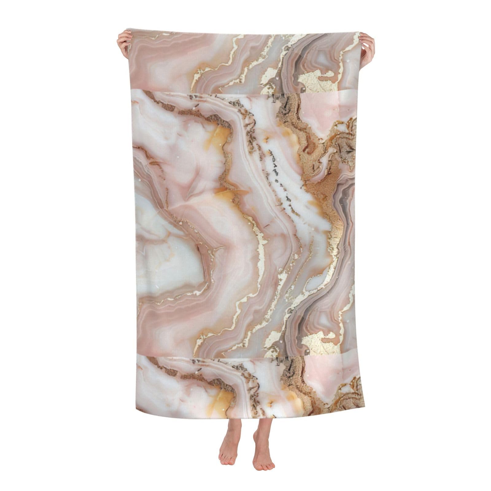 Cbaaghh Rose Gold Marble Print Adult Beach Towels,Beach & Pool Towel,Beach Towels,Towels For Camping
