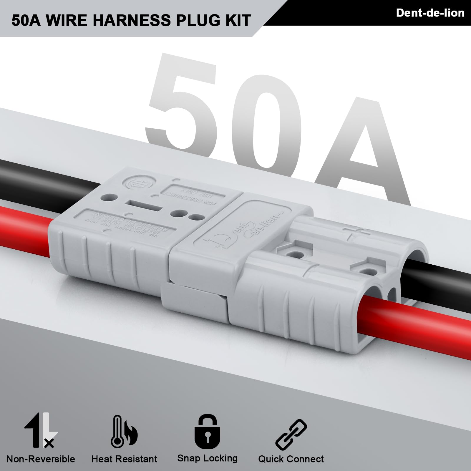 Conector de Batería,10 PCS 50A Conector de Batería AWG 6 Conexión Rápida Conectores Modulares de Batería Desconexión Rápida (Gris)