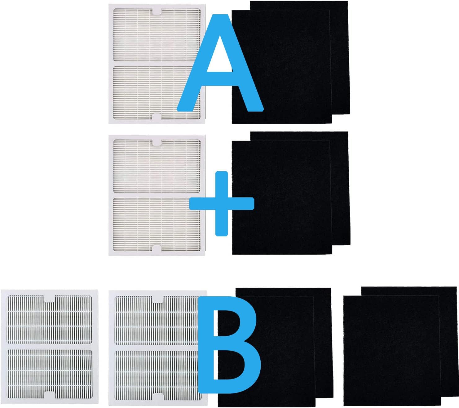 Replacement Filters Fit for Idylis Air Purifiers, 2 pcs A HEPA Filter, 2 pcs B HEPA