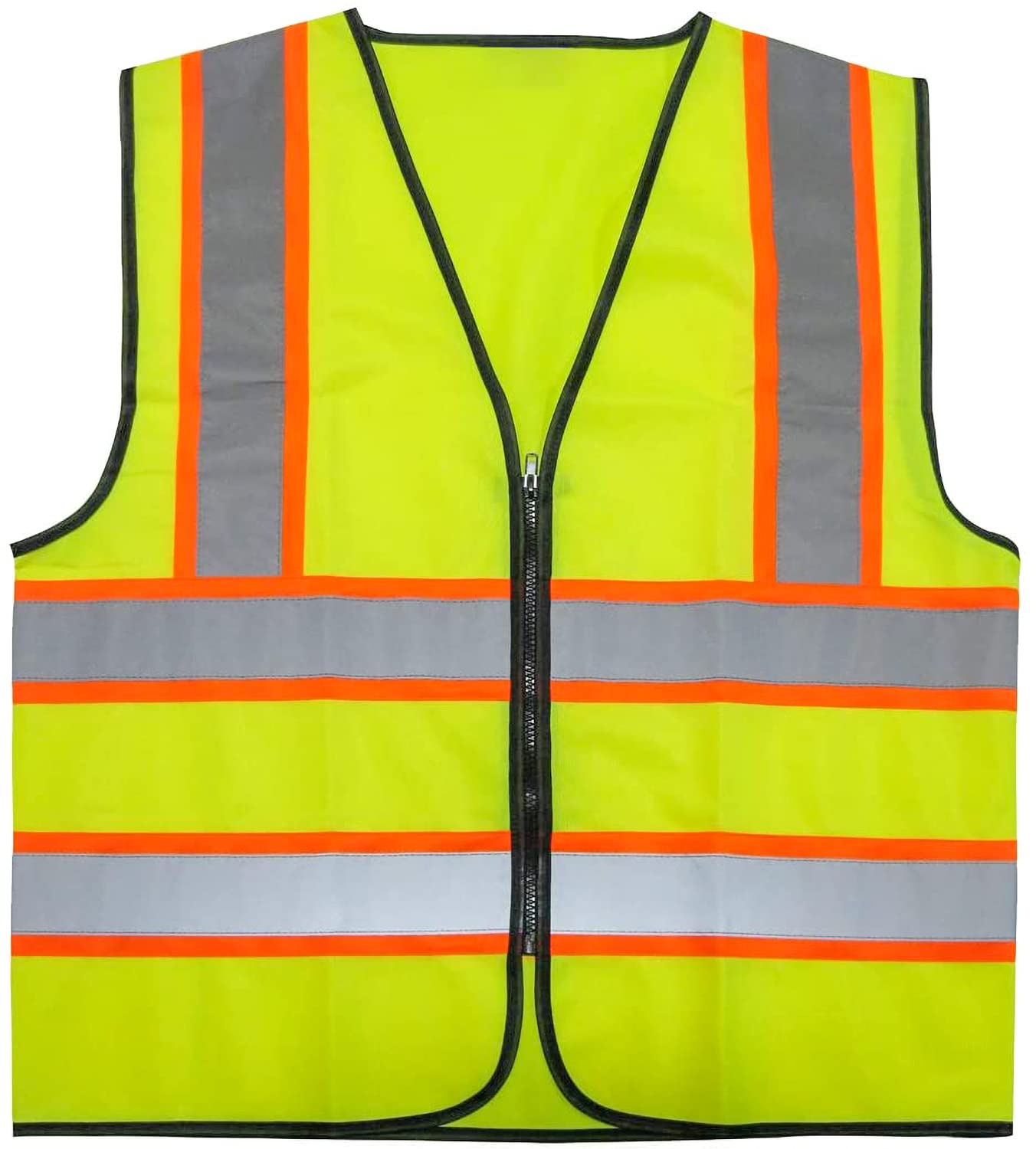 Custom Logo Safety Vest, Class 2 Personalized Reflective Vest with 5 Pockets (Yellow, L)