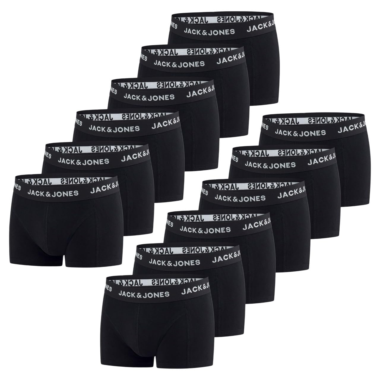 JACK & JONES Boxershorts Herren 12er Pack Basic Trunks Boxer Stretch Unterhosen Unterwäsche Retroshorts Set Baumwolle S M L XL XXL 3XL 4XL 5XL 6XL 7XL 8XL