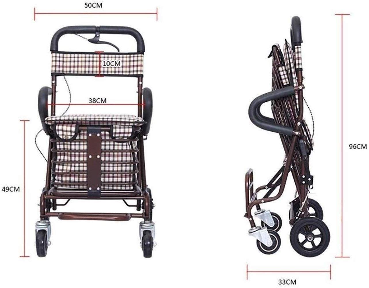 Podłokietnik wspomagany walkerem, Rollator z siedziskiem Skutery dla seniorów Składane siedzisko do skutera na zakupy (czerwone wino) Interesting