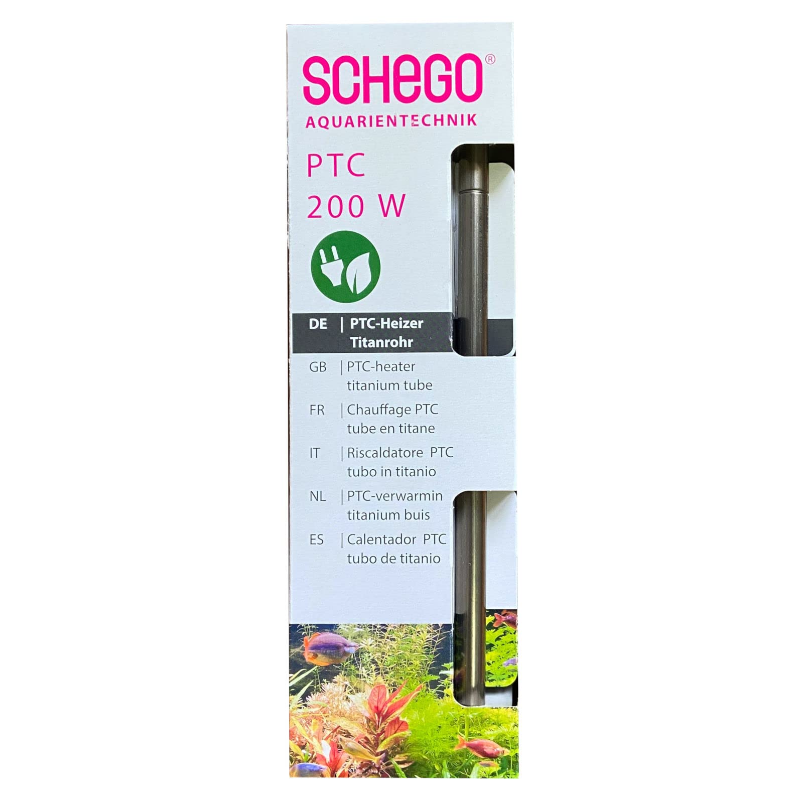 Schego PTC-Heizer Titanrohr - energieeffizienter Aquarium Heizstab - 200W