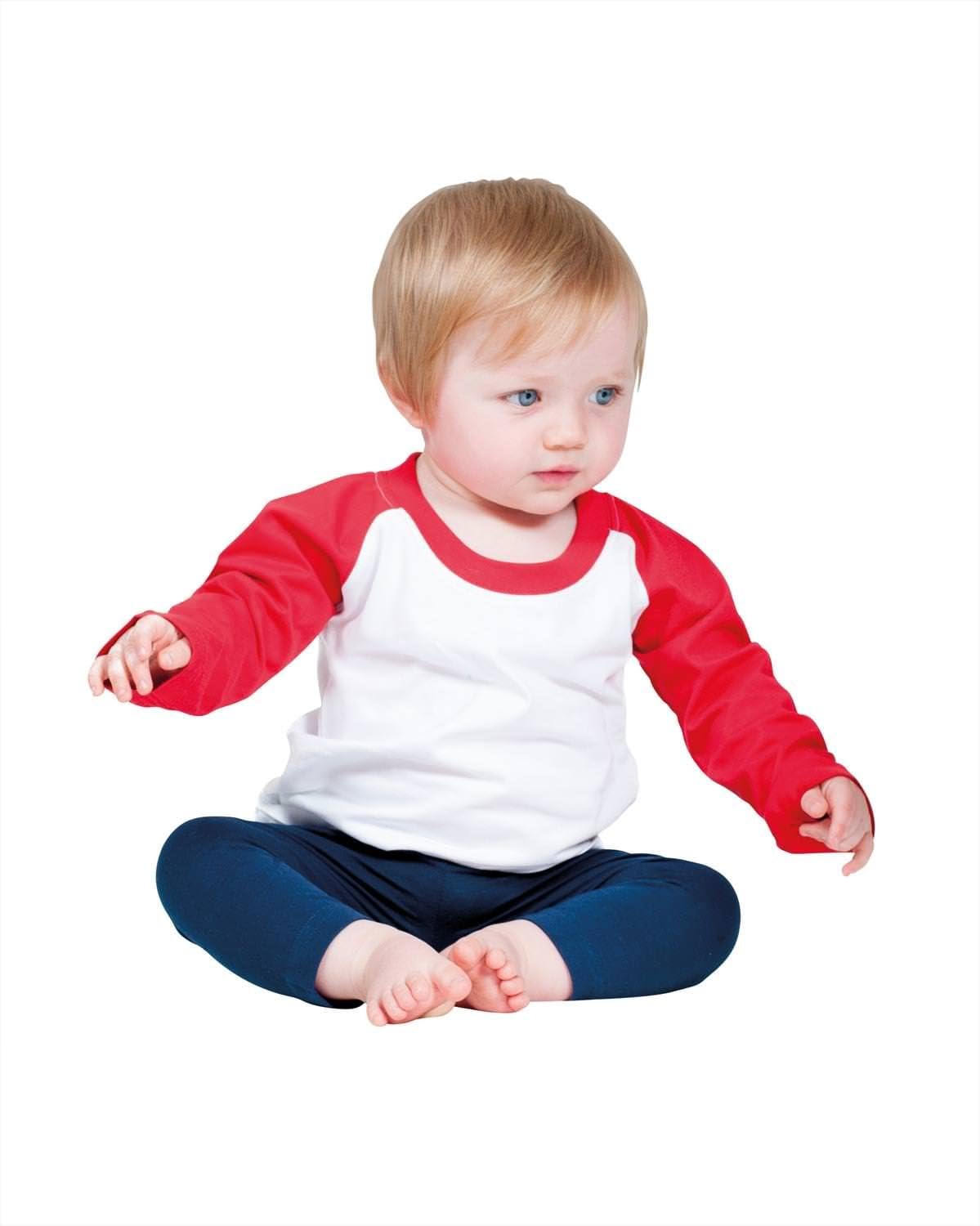 Larkwood Long Sleeved Baseball Tshirt - White/Red - 2436