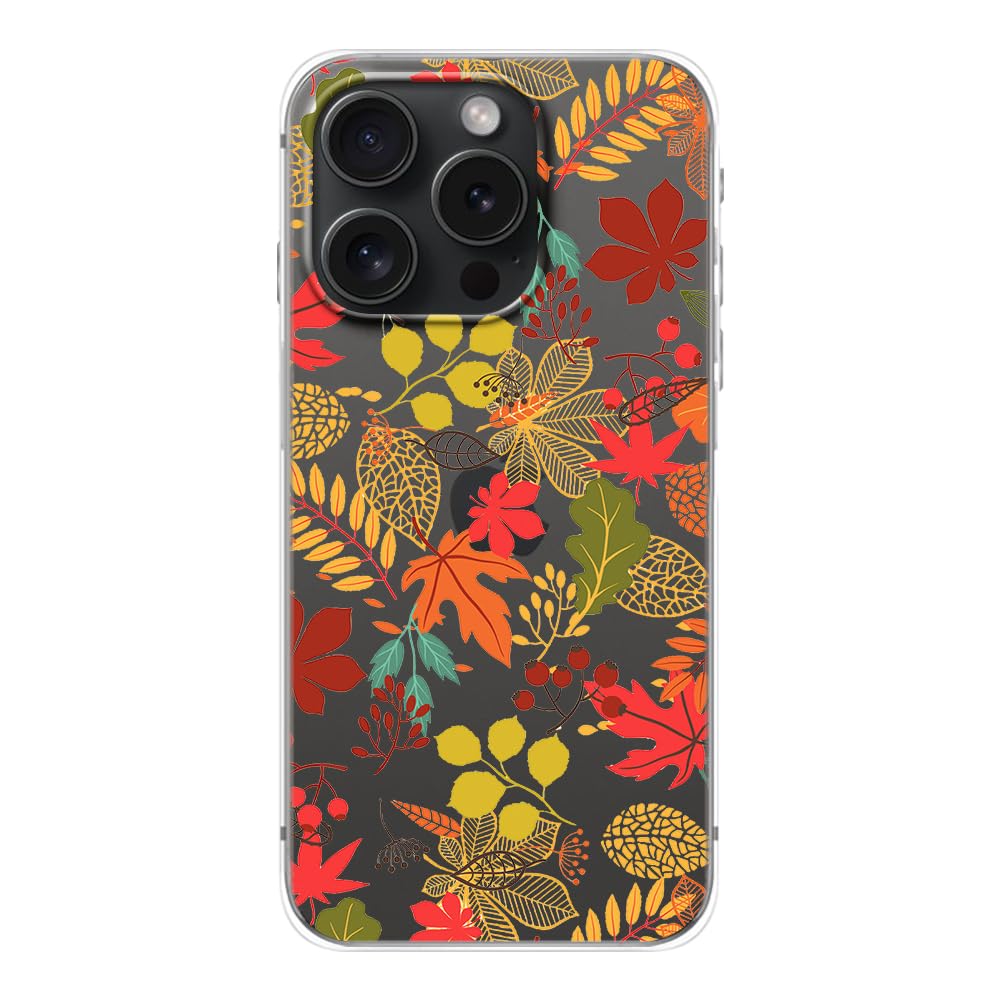 Blingy's For IPhone 14 Case, Fun Fall Leaves Pattern Seasonal Autumn Design Transparent Soft TPU Protective Clear Case 6.1 Inch (Mixed Leaves