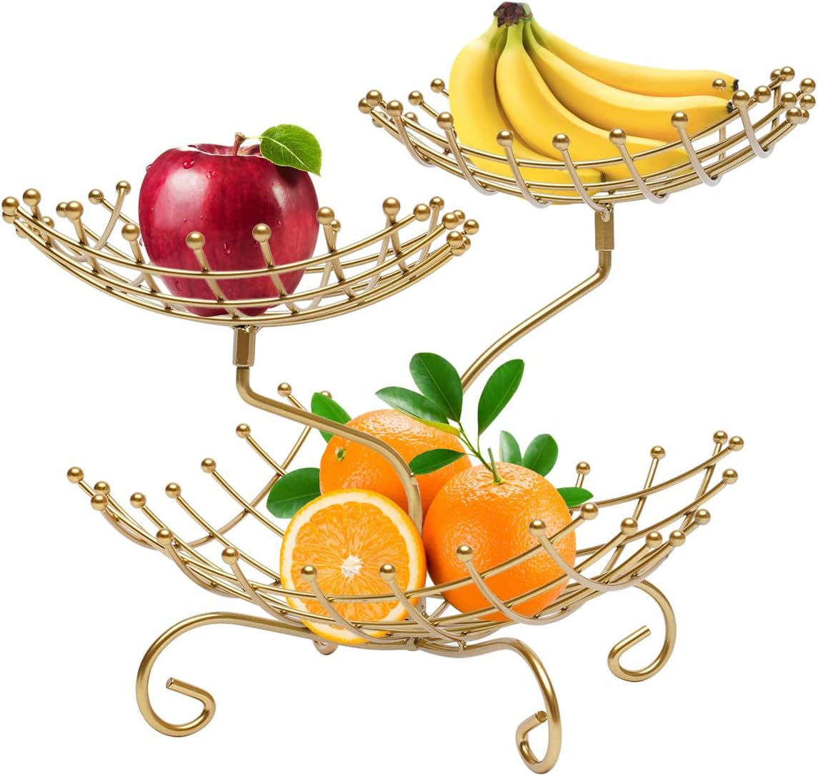 3 Tier Metal Fruit Bowl, Fruit Tray Stand Wire Fruit