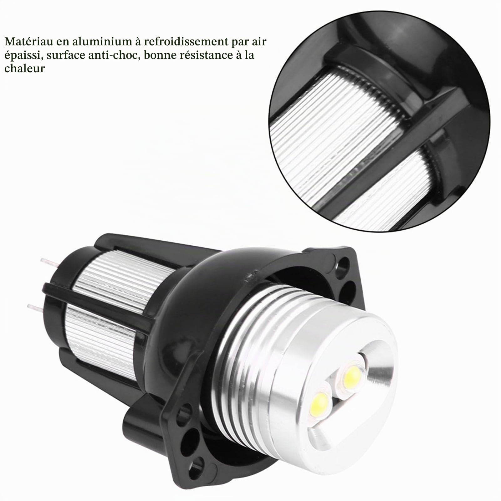 Qiilu Ensemble de 2 anneaux lumineux LED Angel Eyes de 12 W, blanc xénon 6000 K, pour phares Série 3 E90 E91 (2005-2008)