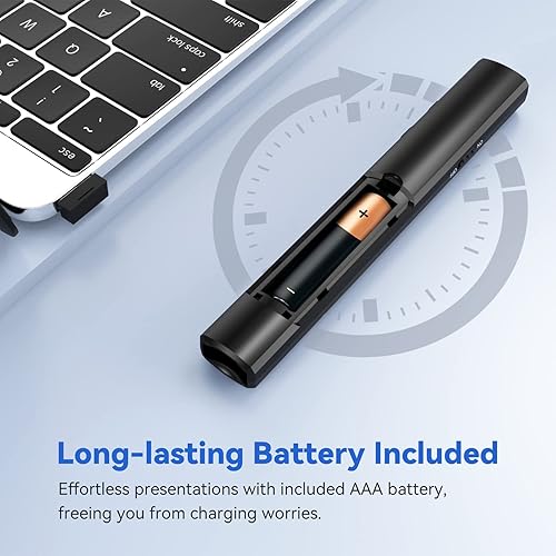 Vista 5 de Presentation Clicker Wireless Presenter Remote, PowerPoint Clicker Ordenador Clicker con Luz Roja, Clickers para Presentaciones de PowerPoint Slide