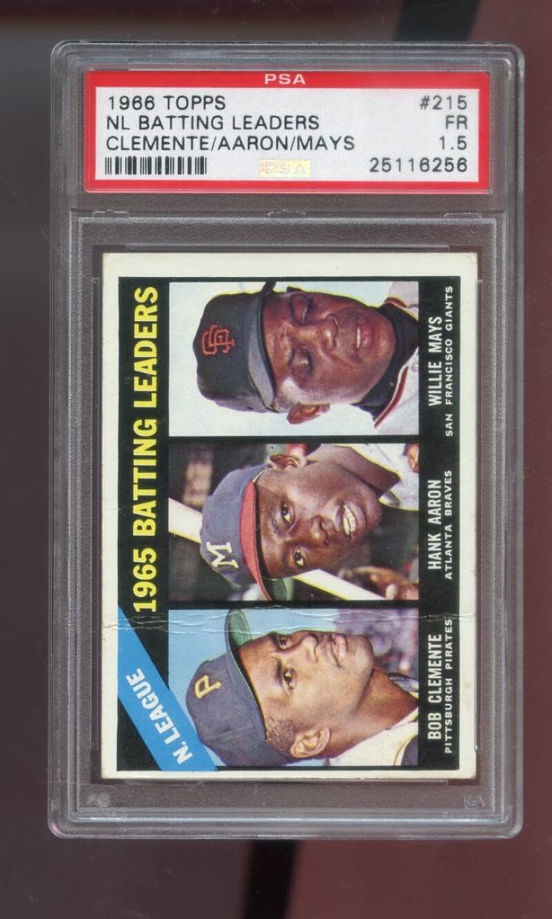 1966 Topps #215 NL N.L. Batting Leaders Hank Aaron Willie Mays Roberto Clemente PSA 1.5 Graded Baseball Card MLB National League Bob Clemente